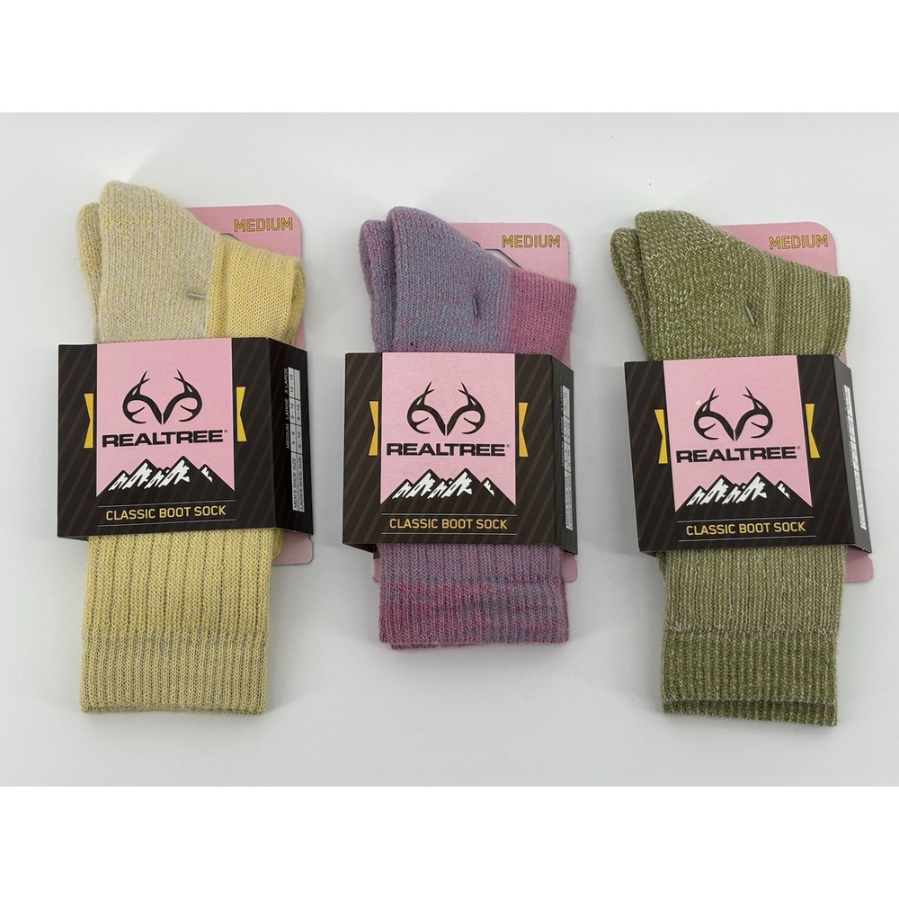 Realtree Merino Wool Blend Classic Boot Socks Womens Medium 6-10 3 Pair Set NEW
